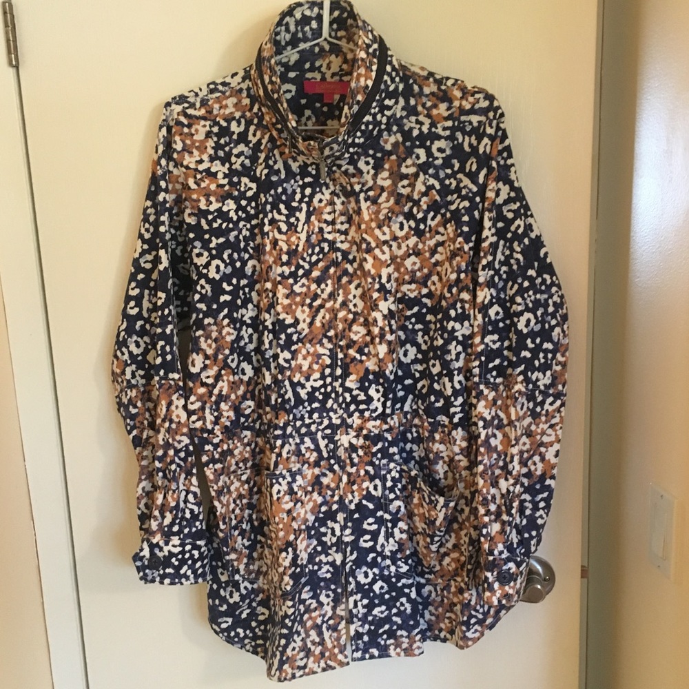Blue, Salmon + Cream Patterned Spring/Fall Jacket